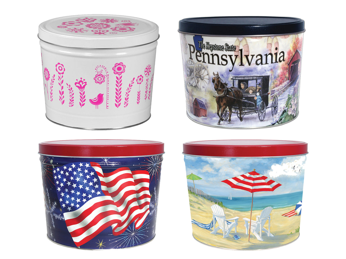 Spangled Cans Regular Salted Pretzels Decorative Can | Hammond's Hand-Rolled ...